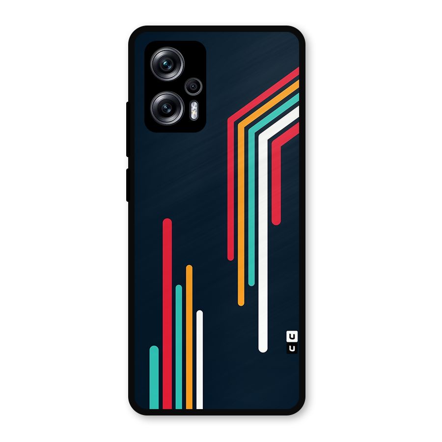 Retro Lines Minimal Stripes Metal Back Case for Redmi K50i