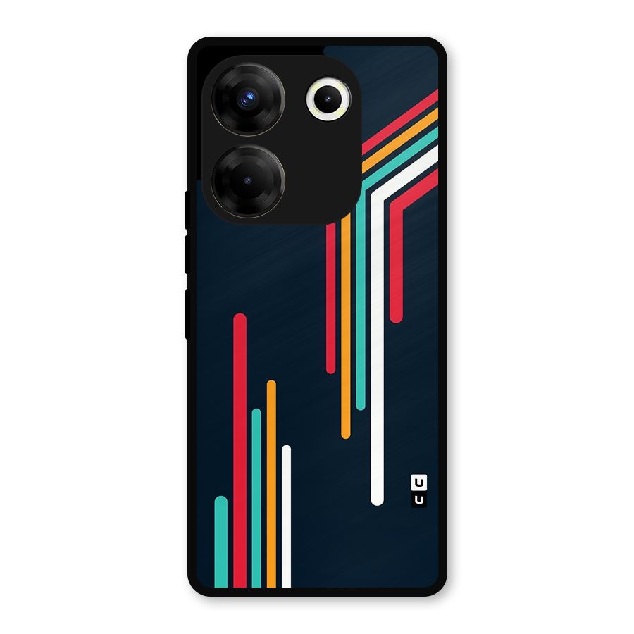Retro Lines Minimal Stripes Metal Back Case for Tecno Camon 20