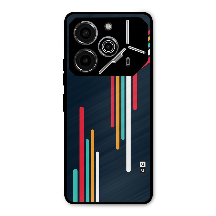 Retro Lines Minimal Stripes Metal Back Case for Tecno Pova 6 Pro