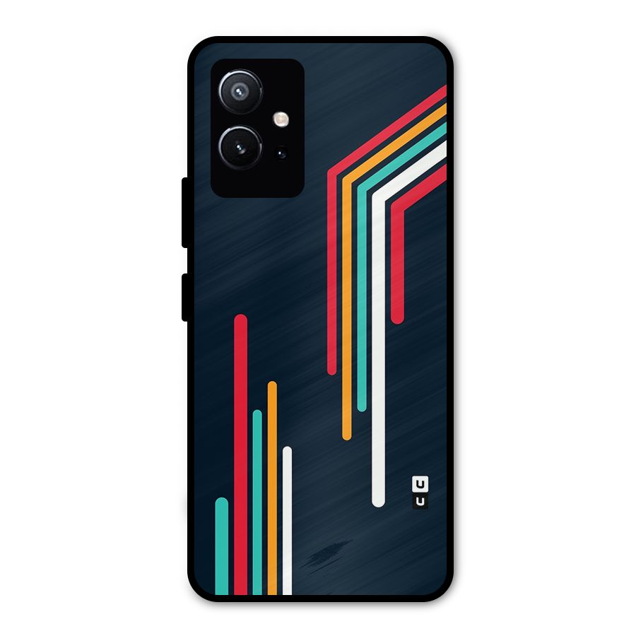 Retro Lines Minimal Stripes Metal Back Case for Vivo T1 5G