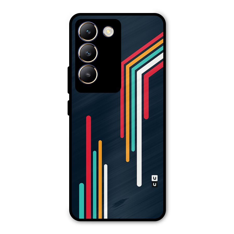Retro Lines Minimal Stripes Metal Back Case for Vivo T3 5G