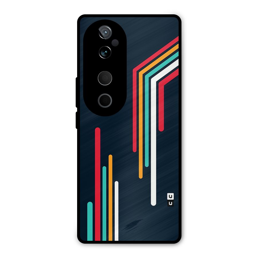 Retro Lines Minimal Stripes Metal Back Case for Vivo T3 Ultra