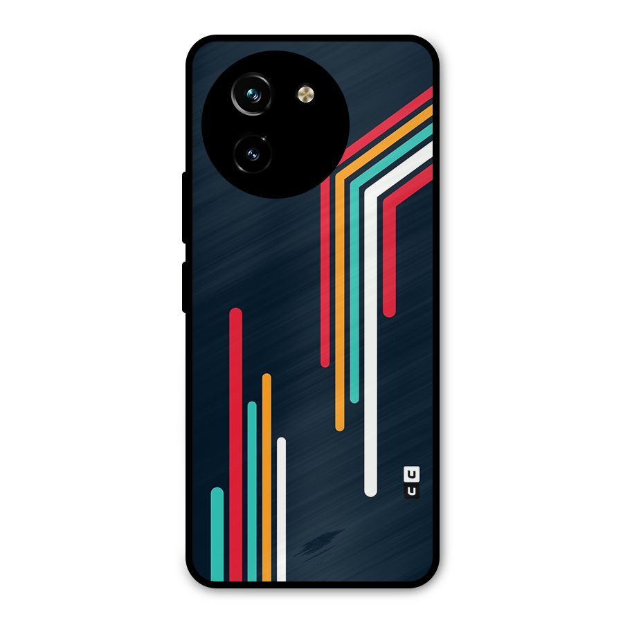 Retro Lines Minimal Stripes Metal Back Case for Vivo T3x
