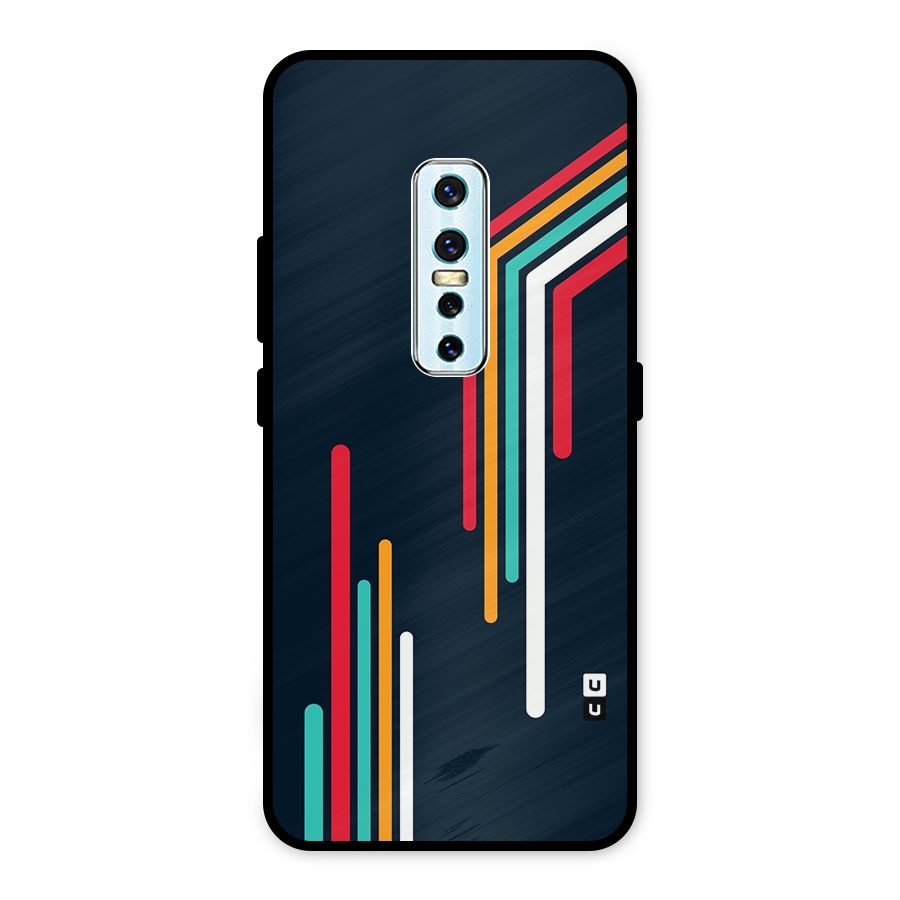 Retro Lines Minimal Stripes Metal Back Case for Vivo V17 Pro