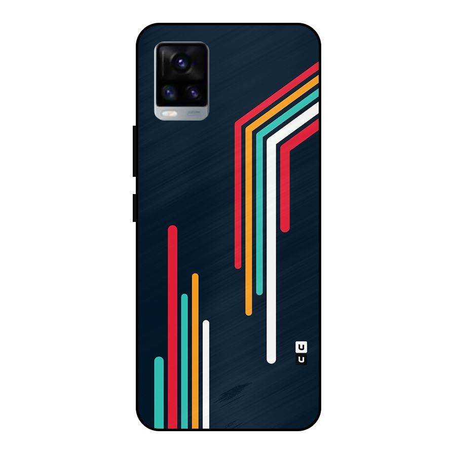 Retro Lines Minimal Stripes Metal Back Case for Vivo V20 2021