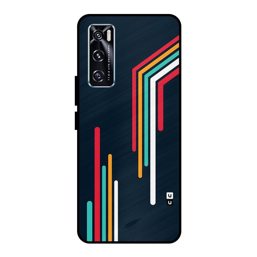 Retro Lines Minimal Stripes Metal Back Case for Vivo V20 SE