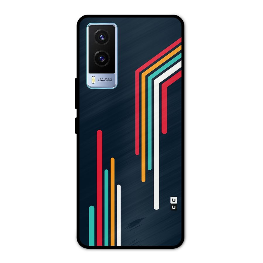 Retro Lines Minimal Stripes Metal Back Case for Vivo V21e 5G