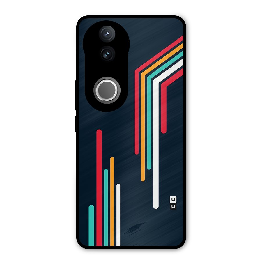 Retro Lines Minimal Stripes Metal Back Case for Vivo V50e