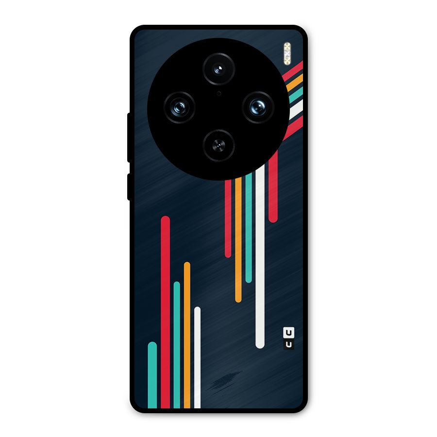 Retro Lines Minimal Stripes Metal Back Case for Vivo X100 Pro