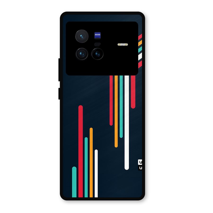 Retro Lines Minimal Stripes Metal Back Case for Vivo X80