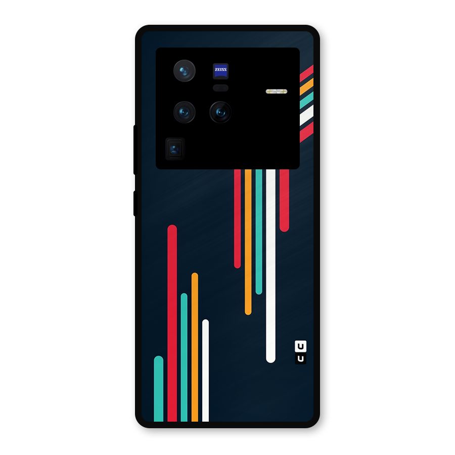 Retro Lines Minimal Stripes Metal Back Case for Vivo X80 Pro