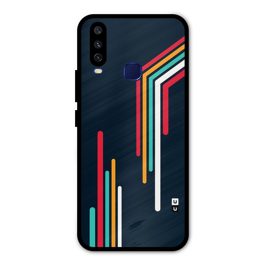 Retro Lines Minimal Stripes Metal Back Case for Vivo Y12