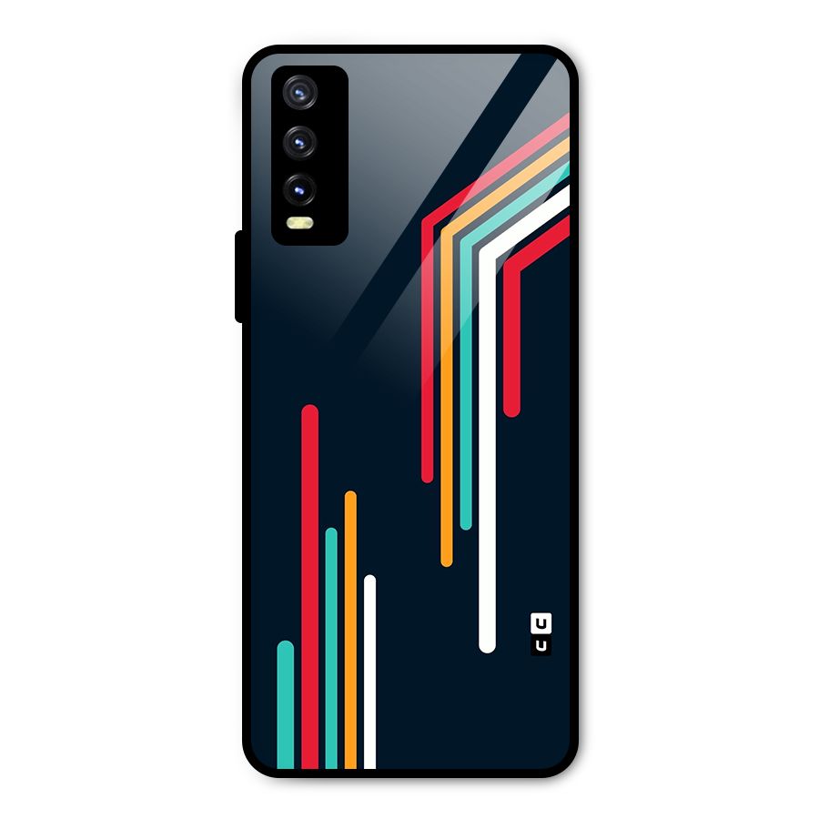 Retro Lines Minimal Stripes Metal Back Case for Vivo Y20 2021