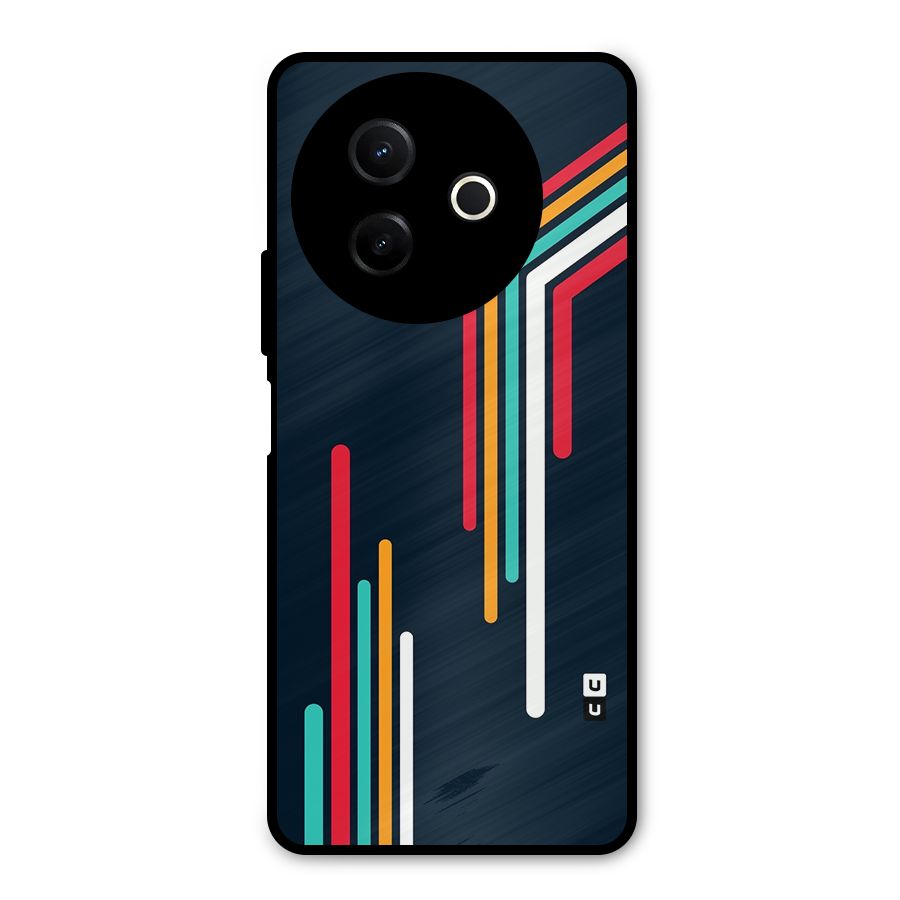 Retro Lines Minimal Stripes Metal Back Case for Vivo Y39