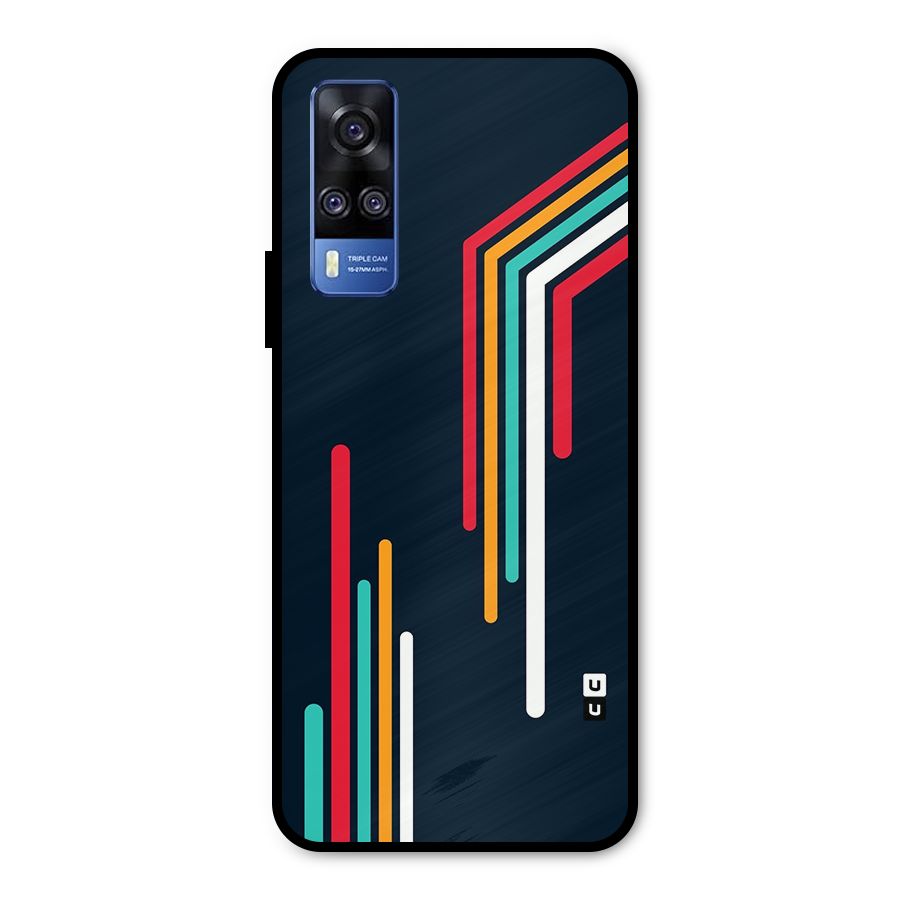Retro Lines Minimal Stripes Metal Back Case for Vivo Y51A