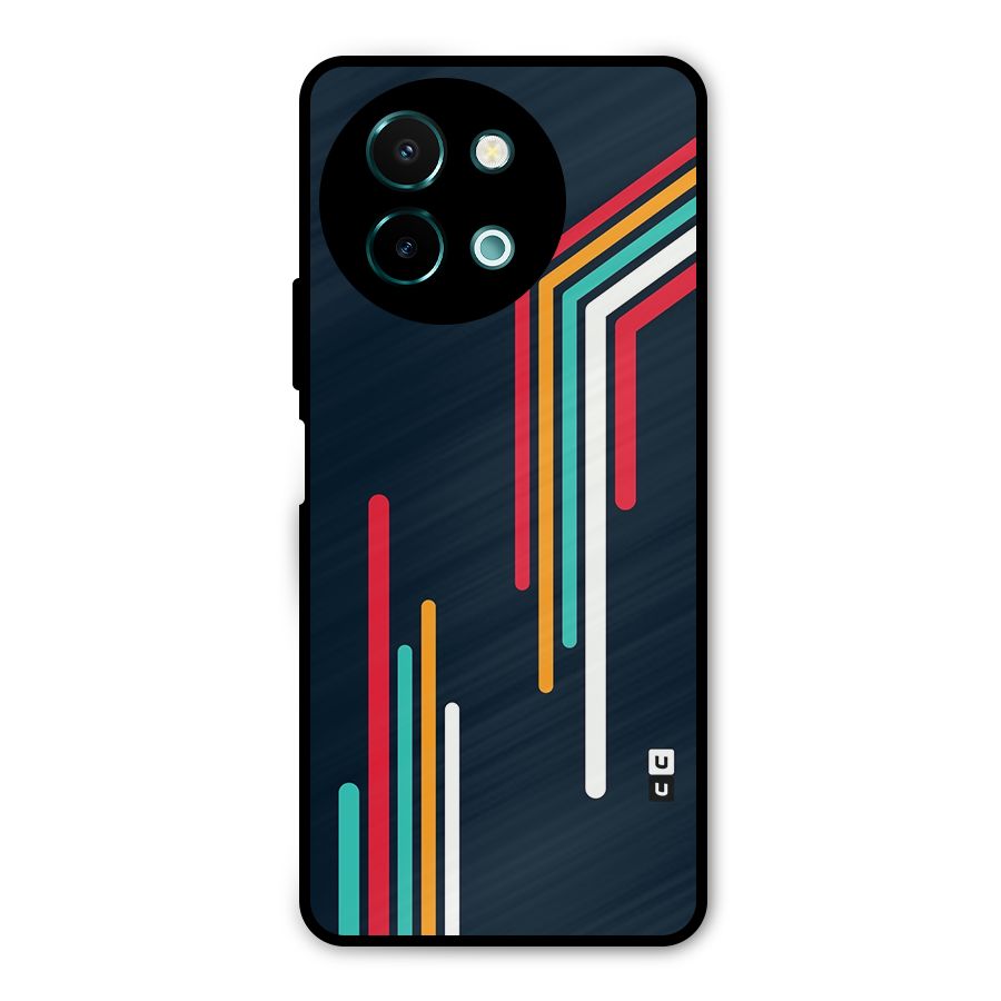 Retro Lines Minimal Stripes Metal Back Case for Vivo Y58