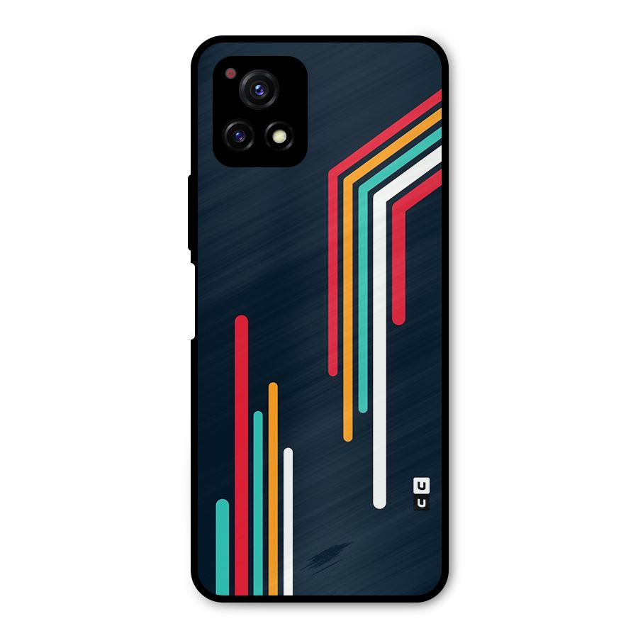 Retro Lines Minimal Stripes Metal Back Case for Vivo Y72 5G