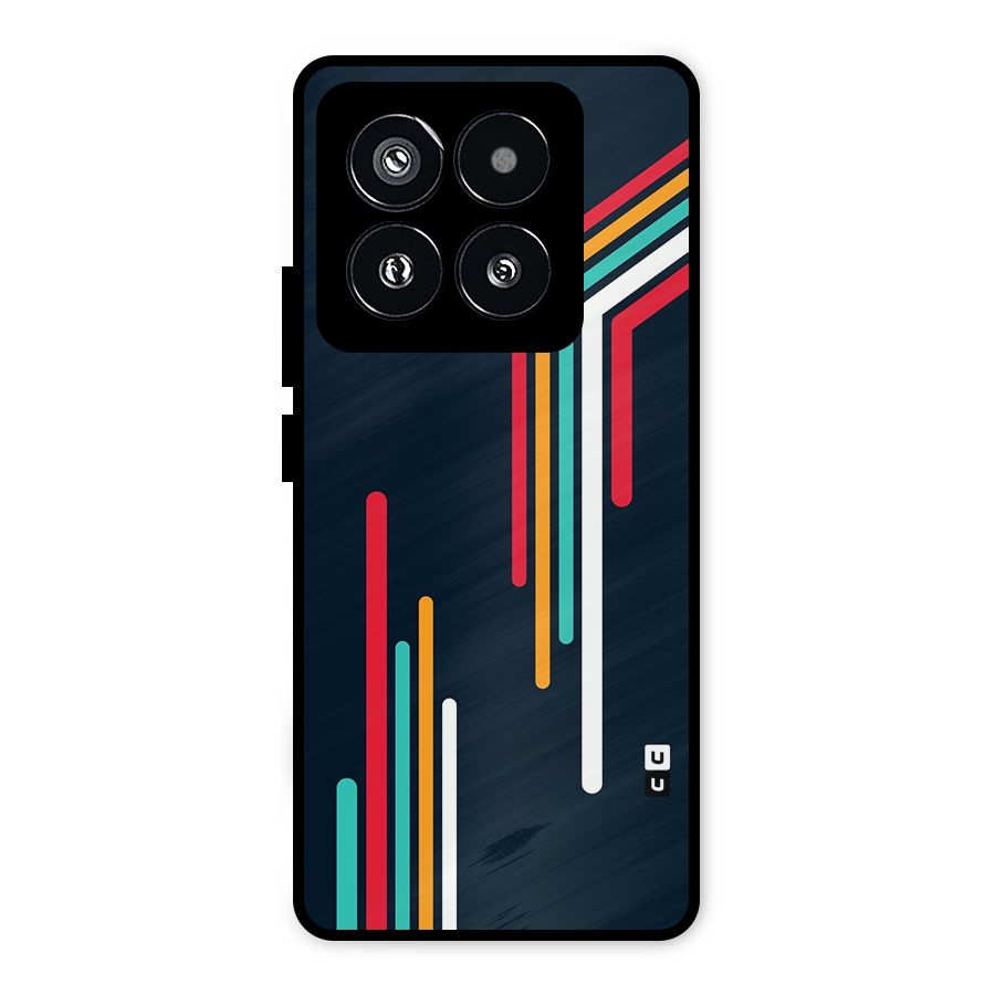 Retro Lines Minimal Stripes Metal Back Case for Xiaomi 14 Pro