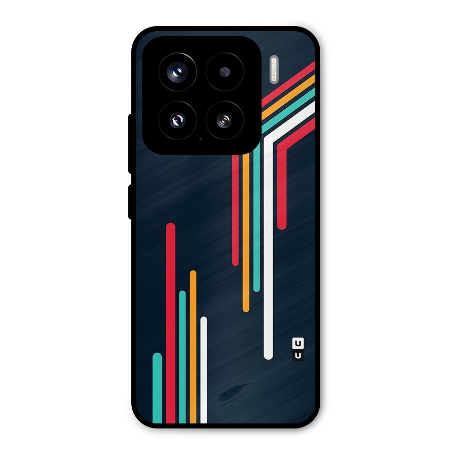 Retro Lines Minimal Stripes Metal Back Case for Xiaomi 15