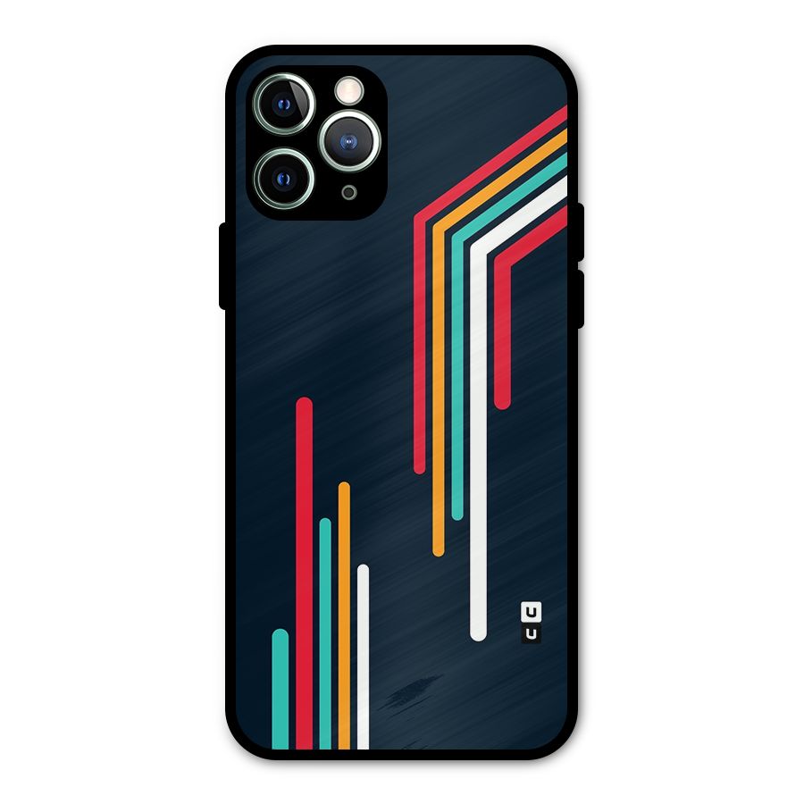 Retro Lines Minimal Stripes Metal Back Case for iPhone 11 Pro Max