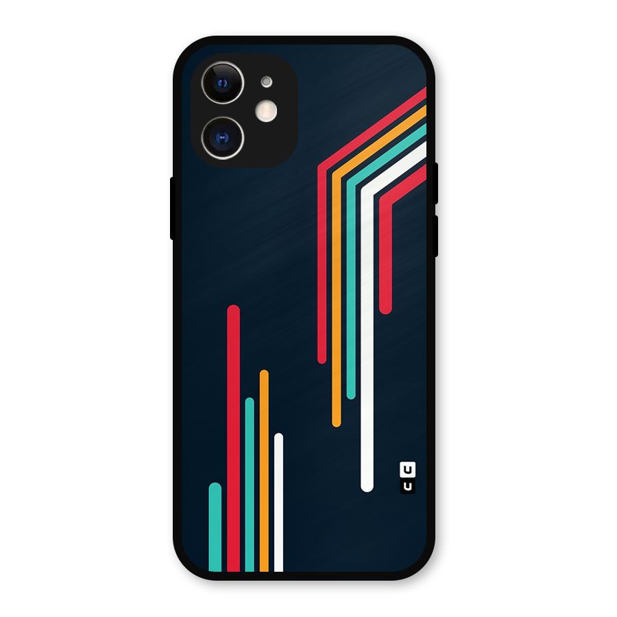 Retro Lines Minimal Stripes Metal Back Case for iPhone 12