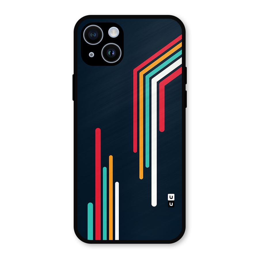 Retro Lines Minimal Stripes Metal Back Case for iPhone 14
