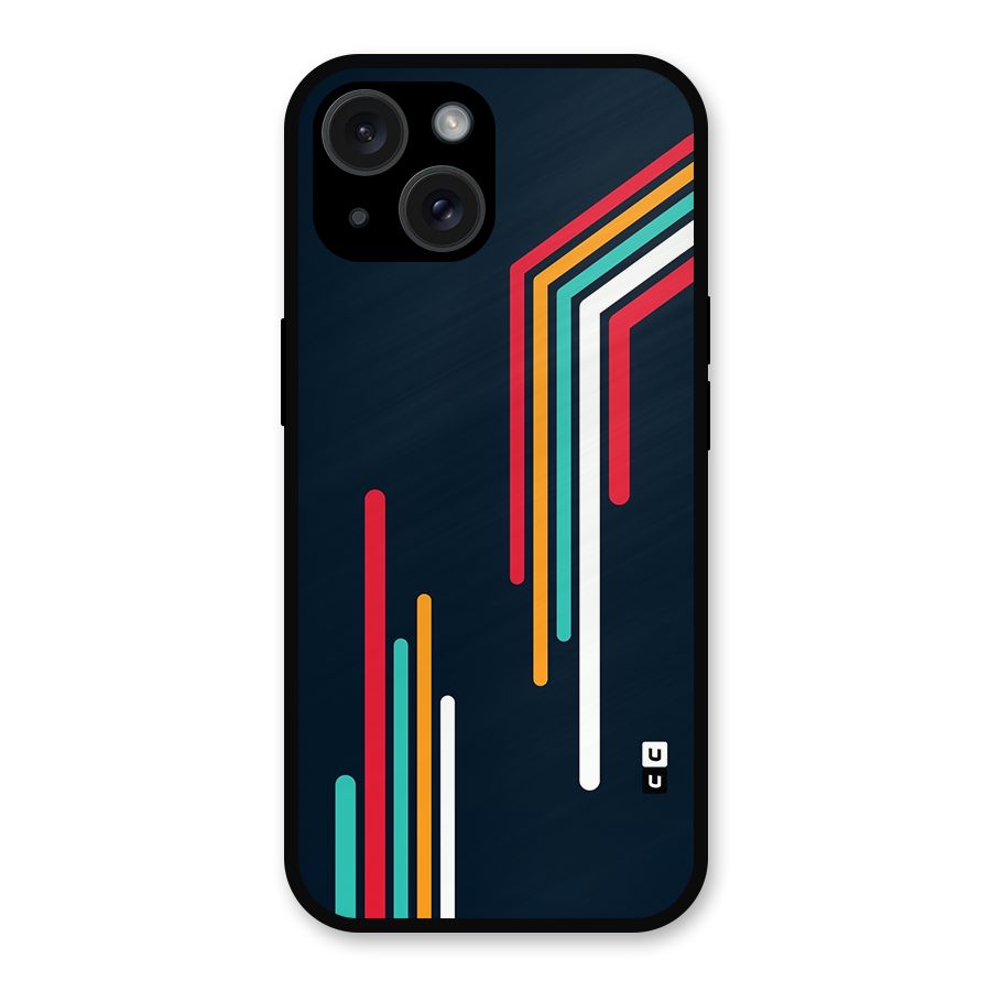 Retro Lines Minimal Stripes Metal Back Case for iPhone 15