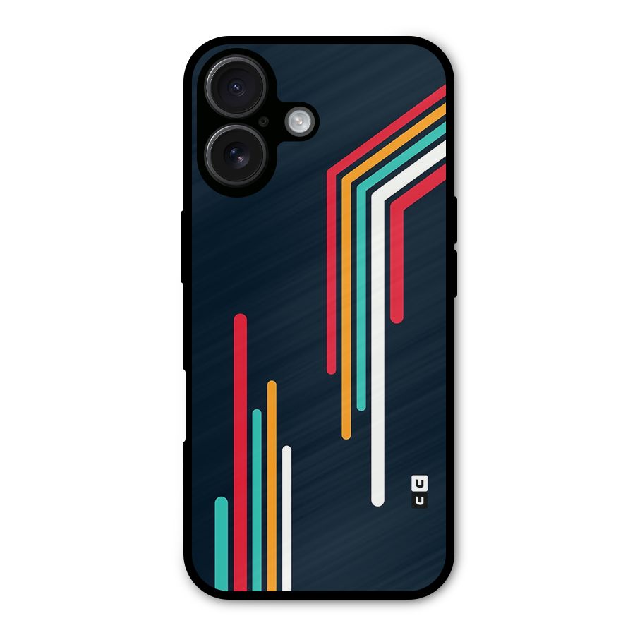 Retro Lines Minimal Stripes Metal Back Case for iPhone 16