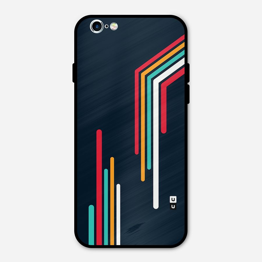 Retro Lines Minimal Stripes Metal Back Case for iPhone 6 6s