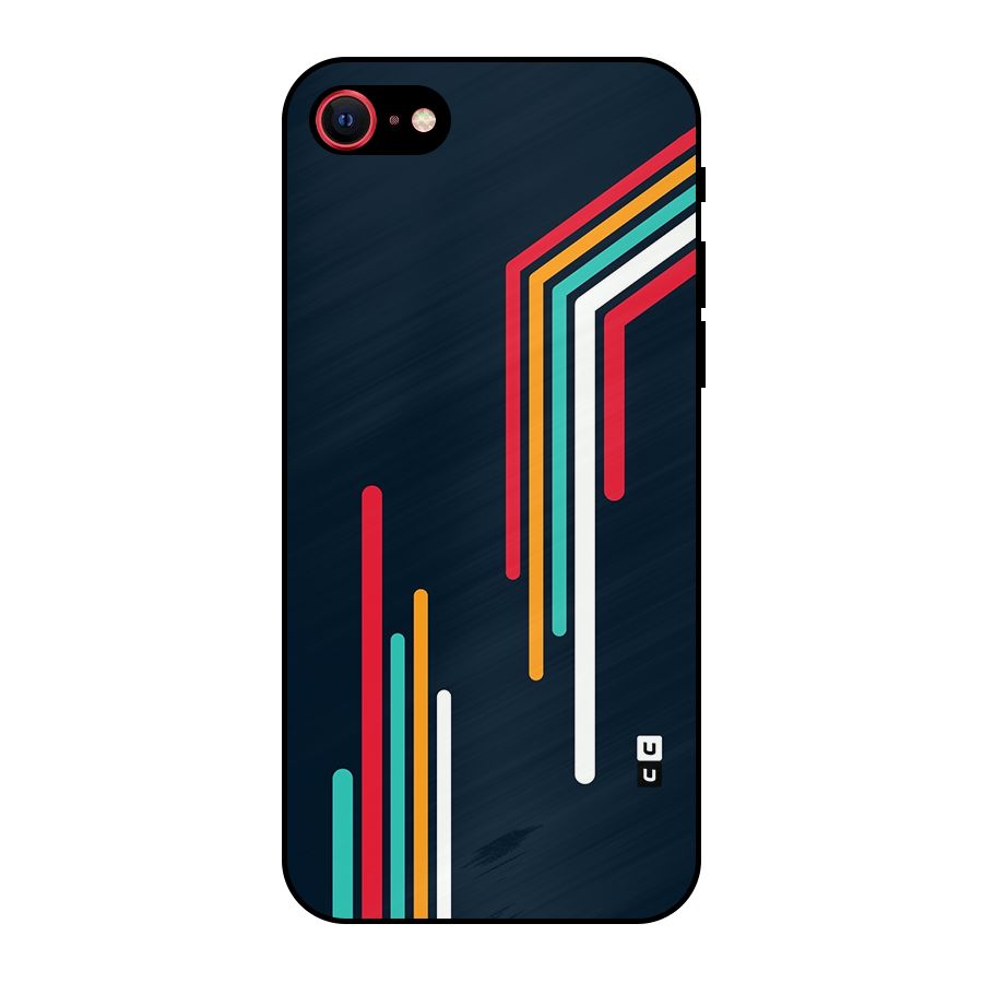 Retro Lines Minimal Stripes Metal Back Case for iPhone 7