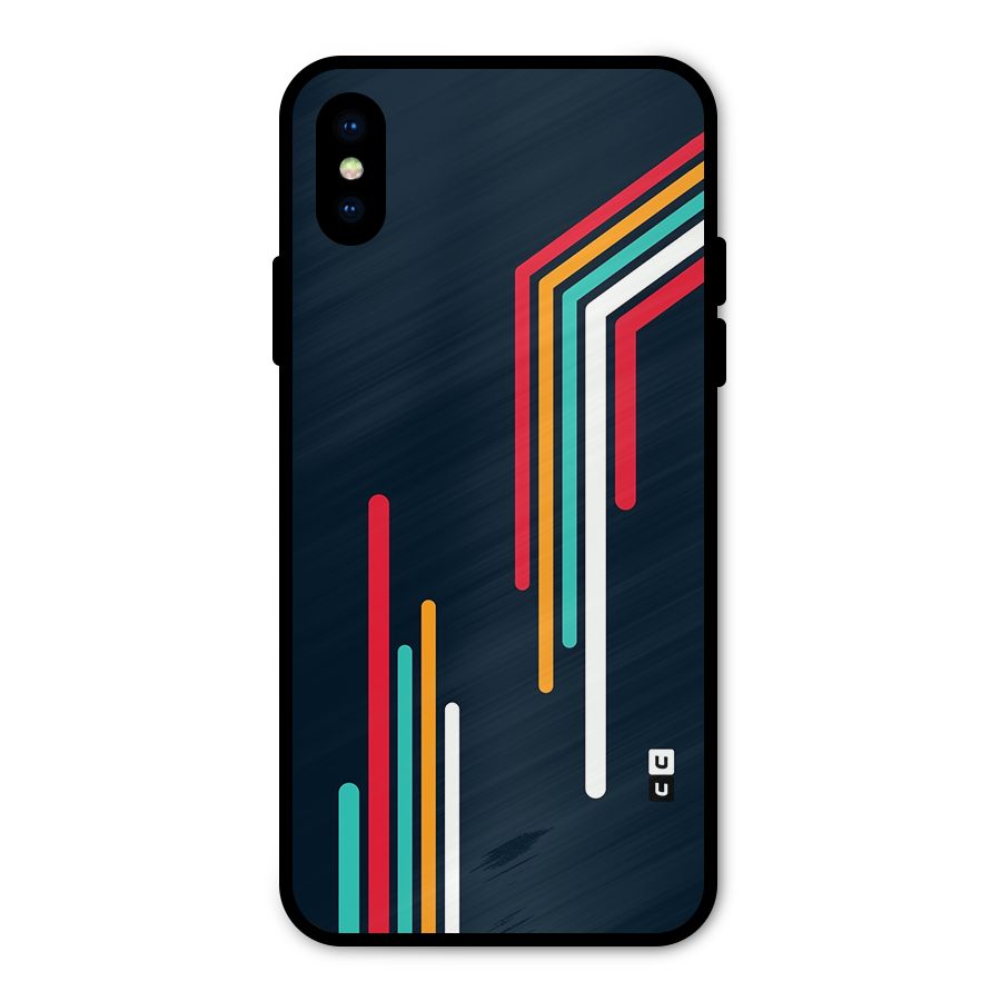 Retro Lines Minimal Stripes Metal Back Case for iPhone X