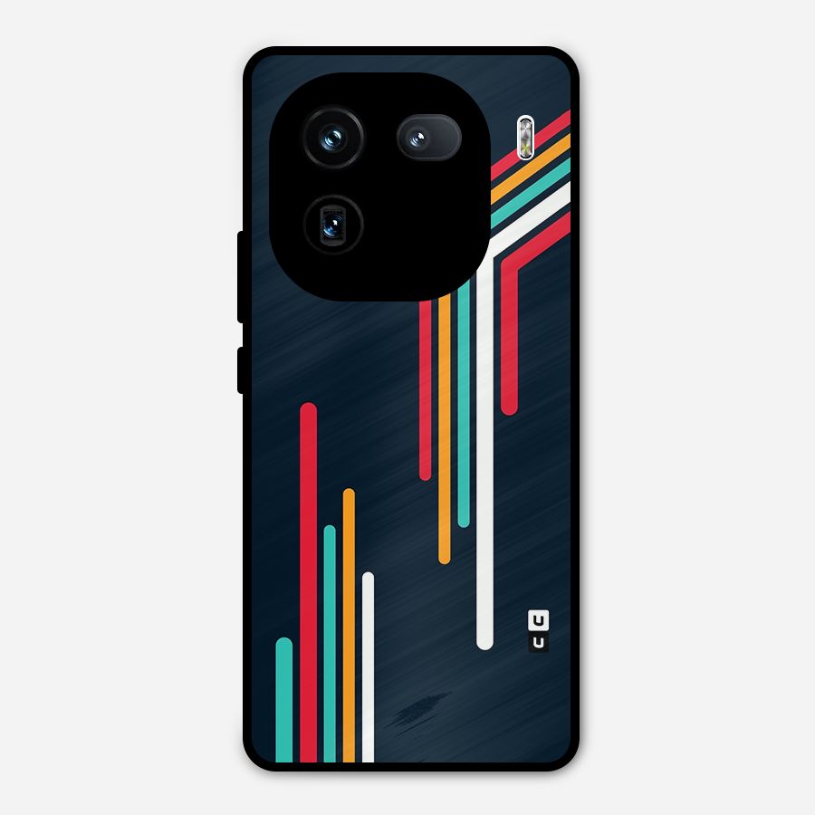 Retro Lines Minimal Stripes Metal Back Case for iQOO 12
