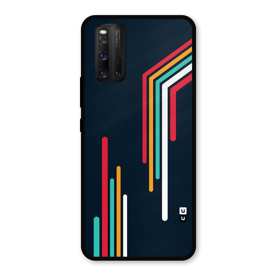 Retro Lines Minimal Stripes Metal Back Case for iQOO 3