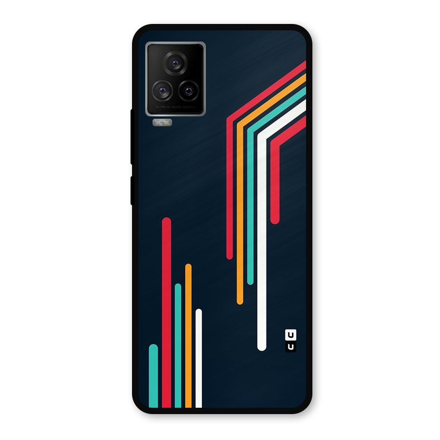 Retro Lines Minimal Stripes Metal Back Case for iQOO 7 Legend 5G