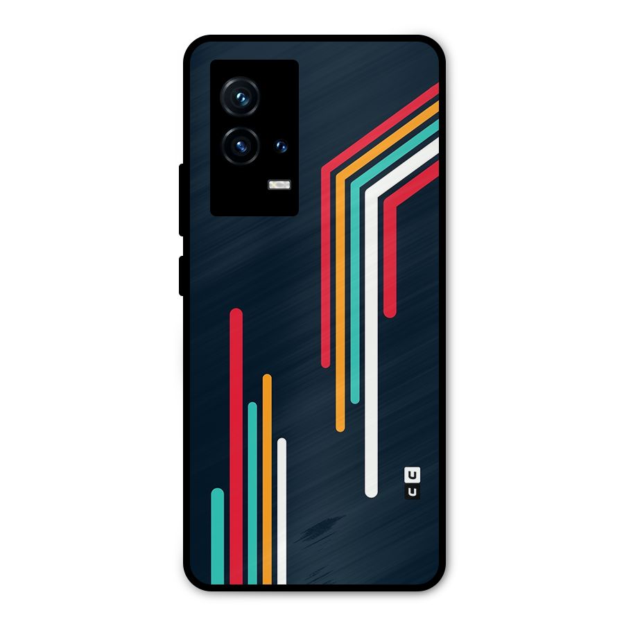 Retro Lines Minimal Stripes Metal Back Case for iQOO 9 5G