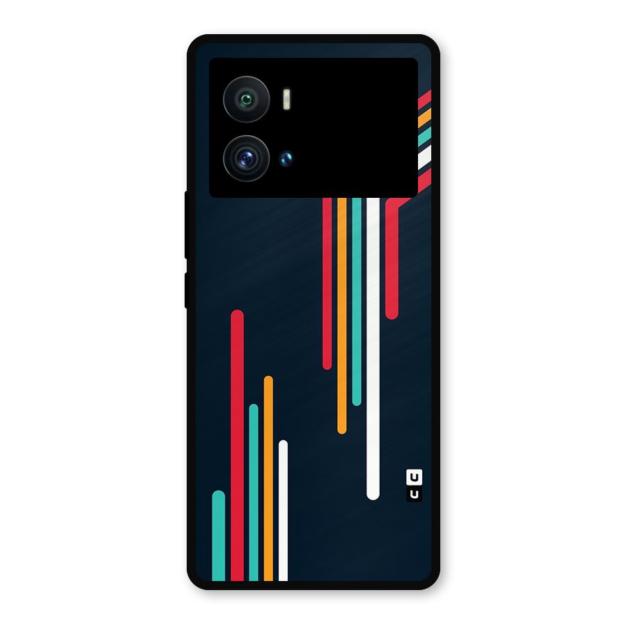 Retro Lines Minimal Stripes Metal Back Case for iQOO 9 Pro