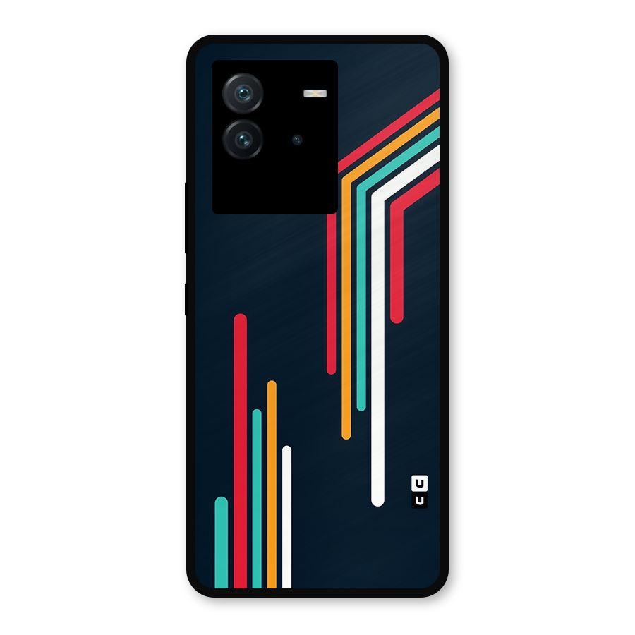 Retro Lines Minimal Stripes Metal Back Case for iQOO Neo 6 5G