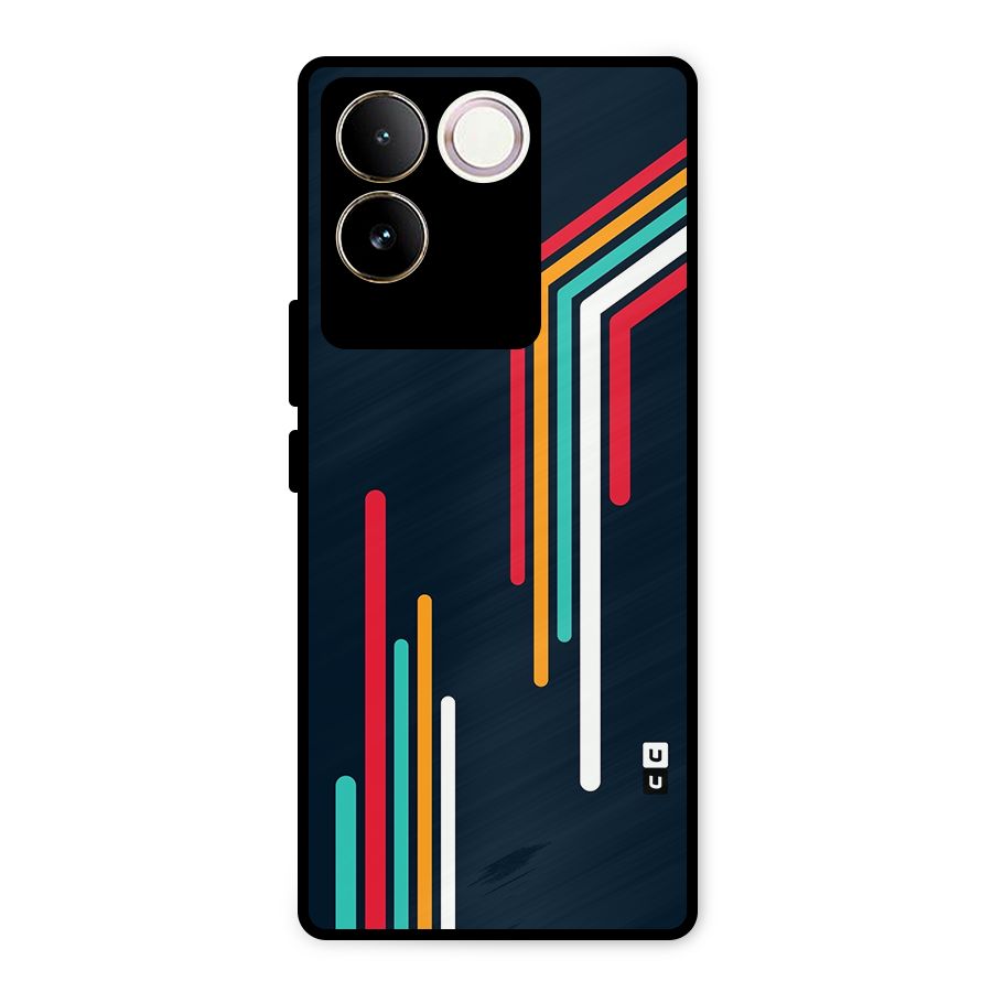 Retro Lines Minimal Stripes Metal Back Case for iQOO Z7 Pro