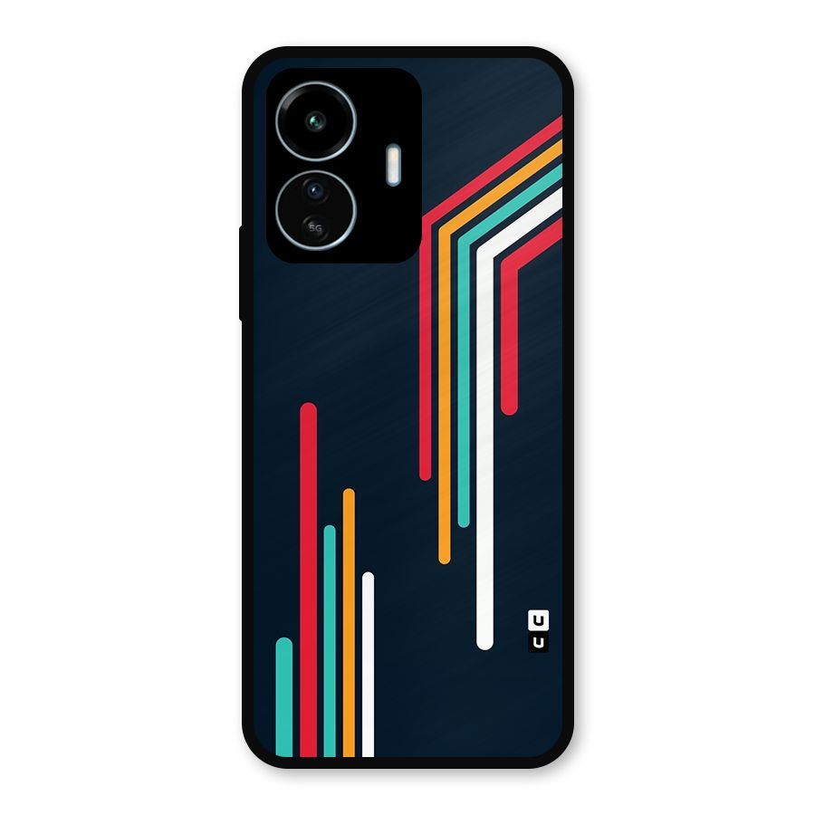 Retro Lines Minimal Stripes Metal Back Case for vivo iQOO Z6 Lite 5G