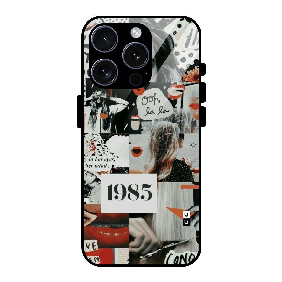 Retro Pattern Glass Back Case for iPhone 15 Pro