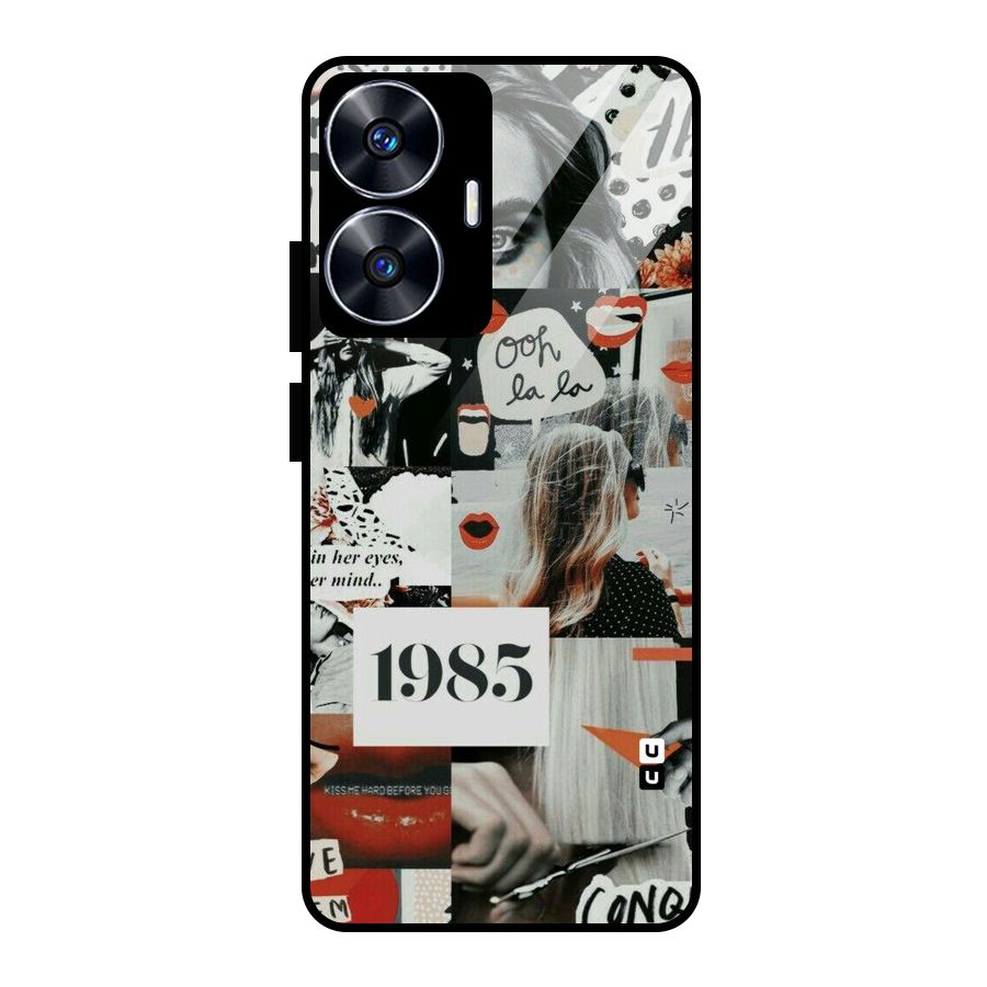 Retro Pattern Glass Back Case for realme C55
