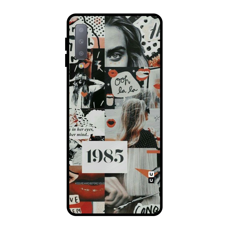 Retro Pattern Metal Back Case for Galaxy A7 (2018)