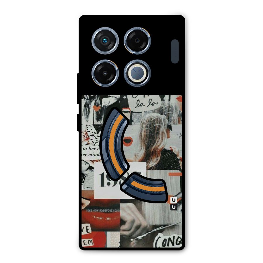 Retro Pattern Metal Back Case for Infinix GT 20 Pro