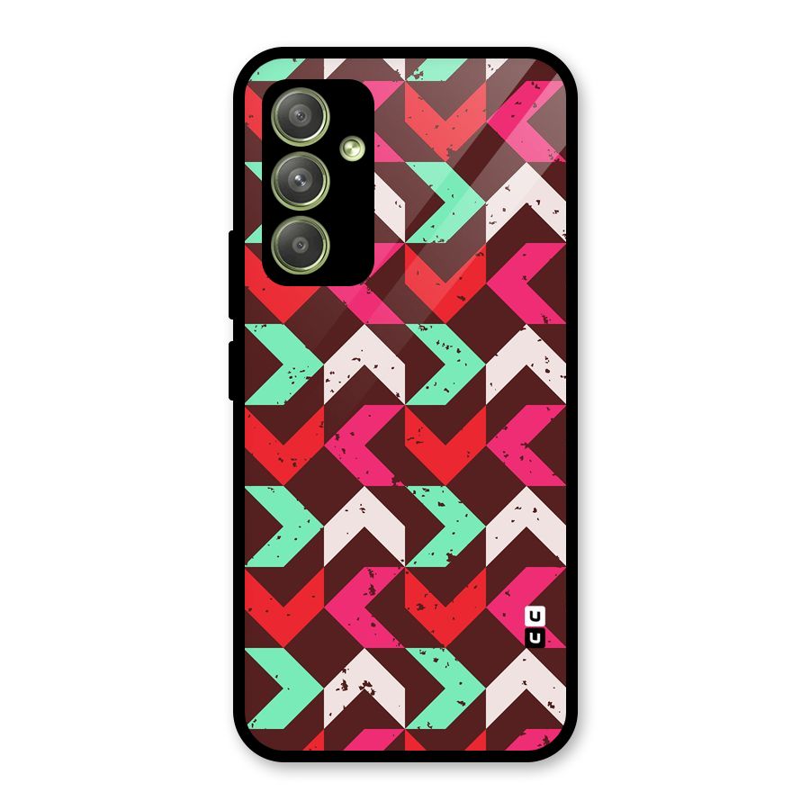 Retro Red Pink Pattern Glass Back Case for Galaxy A54