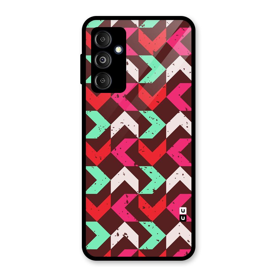 Retro Red Pink Pattern Glass Back Case for Galaxy M14 5G