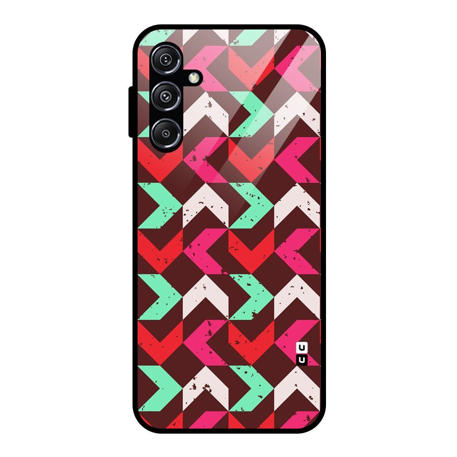 Retro Red Pink Pattern Glass Back Case for Galaxy M34 5G