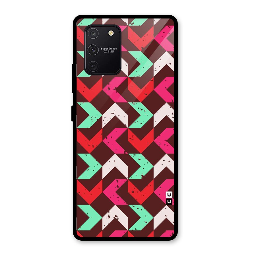Retro Red Pink Pattern Glass Back Case for Galaxy S10 Lite