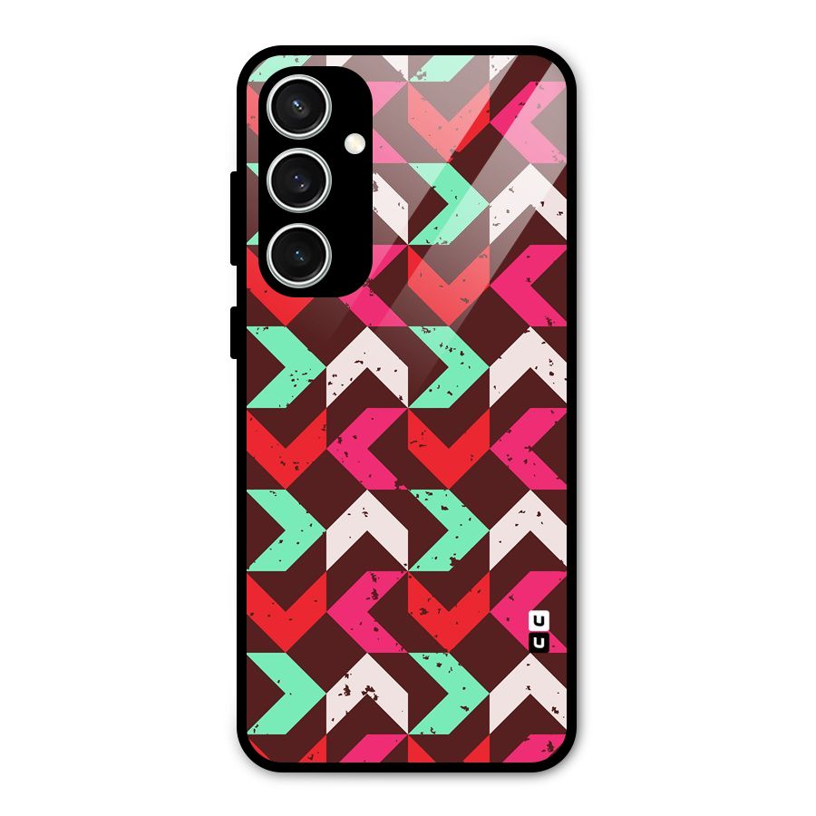Retro Red Pink Pattern Glass Back Case for Galaxy S23 FE