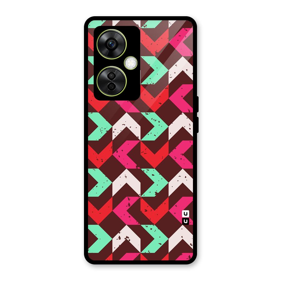 Retro Red Pink Pattern Glass Back Case for OnePlus Nord CE 3 Lite