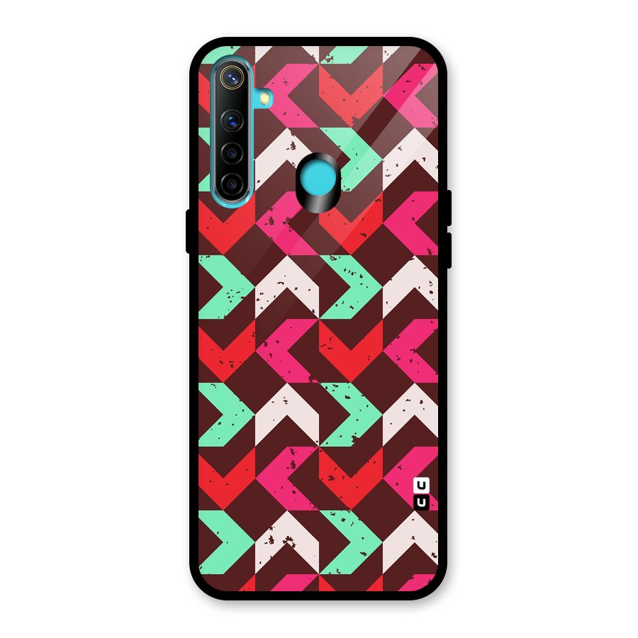 Retro Red Pink Pattern Glass Back Case for Realme 5